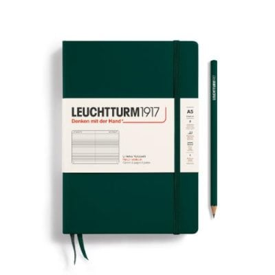 LEUCHTTURM1917 Medium A5 Hardcover Notebook, Ruled, Forest Green